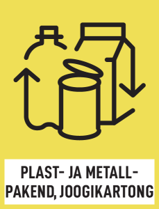 Pildil on plast- ja metallpakendi märgis.